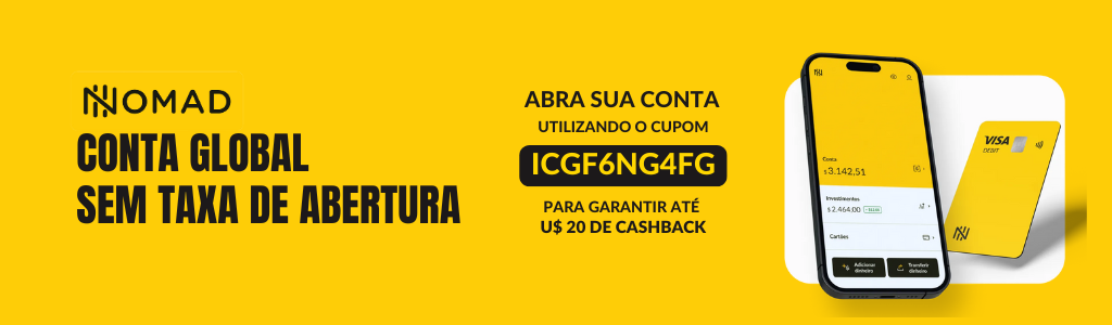 Abra sua conta na Global Nomad hoje e garanta até 2% de cashback com nosso código especial!